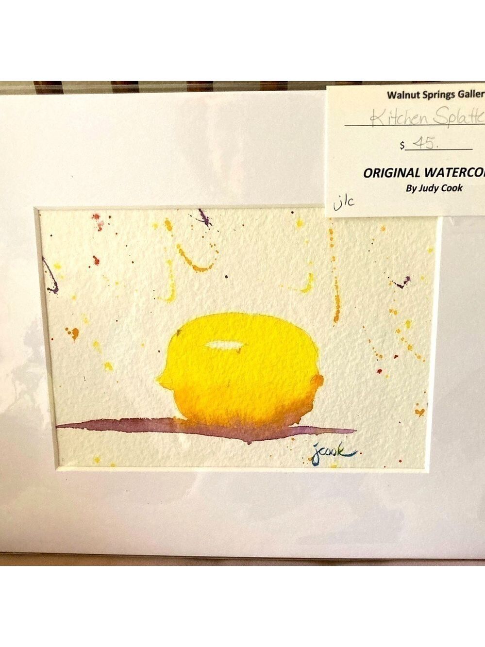 Original Watercolor painting Kitchen Splatters series Lemon #2 8x10 matt…